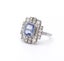 Antique Art Deco Platinum Natural Sapphire & Diamond Halo Geometric Platter Ring Carousel 4