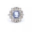 Antique Art Deco Platinum Natural Sapphire & Diamond Halo Geometric Platter Ring Carousel 7