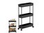 3-Tier Kitchen Trolley Rolling Cart Bathroom Mobile Storage Organizer Cart Black Carousel 1