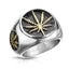 Gold Pot Leaf on Black Circle Stainless Steel Ring Carousel 1