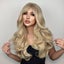 Natural Blonde Yellow Long Wavy Synthetic Hair Wigs with Bangs Women Carousel 3