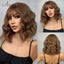 Mixed Brown Blonde Short Curly Wig Synthetic Highlight Wigs with Carousel 1