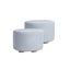 2 Set Light Blue Fabric Ottoman Round Wooden Leg Foot Stool Carousel 1