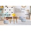 2 Set Light Blue Fabric Ottoman Round Wooden Leg Foot Stool Carousel 2