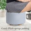 2 Set Light Blue Fabric Ottoman Round Wooden Leg Foot Stool Carousel 5
