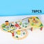 78 Pcs Wooden Railway Track Toy Early Educational Manual Control Car Set Gift Carousel 2