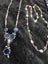 Vintage copper & red crystal necklace silver w blue agate discs caged gemstones Carousel 10
