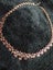 Vintage copper & red crystal necklace silver w blue agate discs caged gemstones Carousel 7