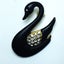 Black Swan brooch with clear rhine stones Carousel 1