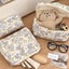 Quilted Floral Makeup Bag Set for Travel Coquette Aesthetic Cosmetic Bags (2-... Carousel 9