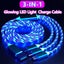 Glowing LED Light 3 in 1 3A Fast Charging Micro USB Type C Cable For Carousel 2