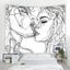 Abstract Line Draw Creative Tapestry Kiss Couple Hippie Wall Hanging Fabr CHK29M Carousel 6