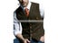 Mens Waistcoat Vest Casual Plaid Wool V Neck Peaked Lapel Slim Fit For Wedding Carousel 4