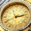 S777 Men Gold-Plated Diamond Zodiac Pattern Quartz Watch Steel Belt Carousel 7