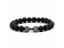 High Quality Men Beaded Bracelet Natural Black Lava Stone Dumbbell Charm Carousel 1