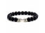 High Quality Men Beaded Bracelet Natural Black Lava Stone Dumbbell Charm Carousel 4