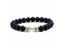 High Quality Men Beaded Bracelet Natural Black Lava Stone Dumbbell Charm Carousel 6
