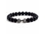High Quality Men Beaded Bracelet Natural Black Lava Stone Dumbbell Charm Carousel 7