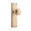Tradco Milton Door Knob Handle on Long Backplate Unlacquered Satin Brass Carousel 1