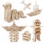 300PCS Wooden Building Blocks (150P color + 150P log color) Carousel 7
