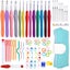 Knit Crochet Hook Kit Knitting Needles Set With Bag,Steel Large Eye Carousel 2