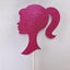 Glitter Hot Pink Girl Cake Topper Set-Glitter Doll Head Cake Toppers Carousel 5