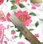 WHITE WITH PICK FLOWERS CHIFFON FABRIC Carousel 1