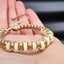 Bone Carving Cylinder Bead Macrame Bracelet - Tan Carousel 2