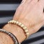 Bone Carving Cylinder Bead Macrame Bracelet - Tan Carousel 4