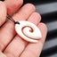 Natural Hand Carved Maori Bone Carving Pendant Necklace - Koru Spiral Carousel 2