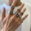7Pcs/Set Goth Carved Heart Poker Antique Silver Color Rings for Men Carousel 1