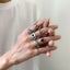 7Pcs/Set Goth Carved Heart Poker Antique Silver Color Rings for Men Carousel 2