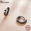 New 925 Sterling Silver Black Gold Ear Buckles Simplicity Hoop Earrings Korea... Carousel 3