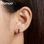 New 925 Sterling Silver Black Gold Ear Buckles Simplicity Hoop Earrings Korea... Carousel 4