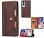 Oppo Reno 13 pro pu leather wallet case front pocket magnetic closure brown Carousel 1