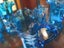 BLUE GLASS MARY GREGORY DRINKS SET. JUG + 4 GLASSES. HANDPAINTED Carousel 4