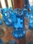 BLUE GLASS MARY GREGORY DRINKS SET. JUG + 4 GLASSES. HANDPAINTED Carousel 6