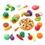 Pretend Play Set Kitchen Kids Cutting Fruits Vegetables Pizza Toys Set Carousel 12