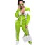 Womens Windbreaker Jacket Pants Colorblock Patchwork Tracksuit-Light Green Carousel 3