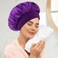 Solid Color Shower Cap Women Satin Wide-Brimmed Bath Cap Reusable Shower Cap Carousel 4