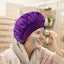 Solid Color Shower Cap Women Satin Wide-Brimmed Bath Cap Reusable Shower Cap Carousel 7