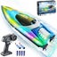 15+ MPH RC Boat LED Lights Fast RC Boat Toys Pool Lake Remote Control Speed Boat Carousel 3
