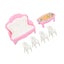 1/16 scale dollhouse living room furniture miniature sofa coffee table with Carousel 7
