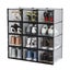 12PCS Stackable Shoe Storage Box Sneaker Display Case Shelf Rack Black Carousel 15