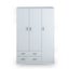 180cm Wardrobe Cabinet Bedroom Clothes Storage Organiser Cupboard 3 Doors White Carousel 4