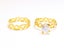 Gold Plated Stainless Steel Couple Rings with Hollow Heart & Zirconia Carousel 1