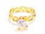 Gold Plated Stainless Steel Couple Rings with Hollow Heart & Zirconia Carousel 4