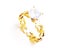 Gold Plated Stainless Steel Couple Rings with Hollow Heart & Zirconia Carousel 6