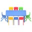Kids Table and Chairs Study Desk Furniture 120cm Plastic Table 8 Chairs Carousel 3