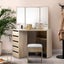 Artiss Corner Dressing Table Mirror Stool Set Makeup Vanity Desk Chair Oak Carousel 8